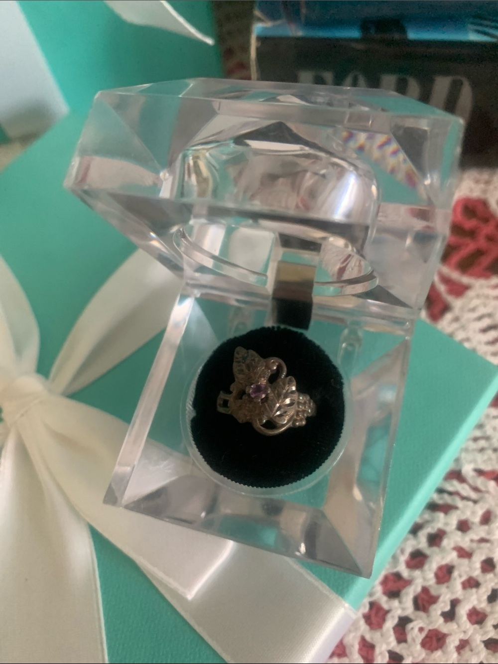 Silver Floral Amethyst Accent Ring - Women Jewelry 925 black hills amethyst